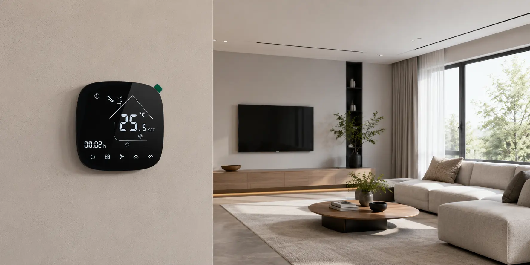 Underfloor heating thermostat with external floor sensor for electric floor heating