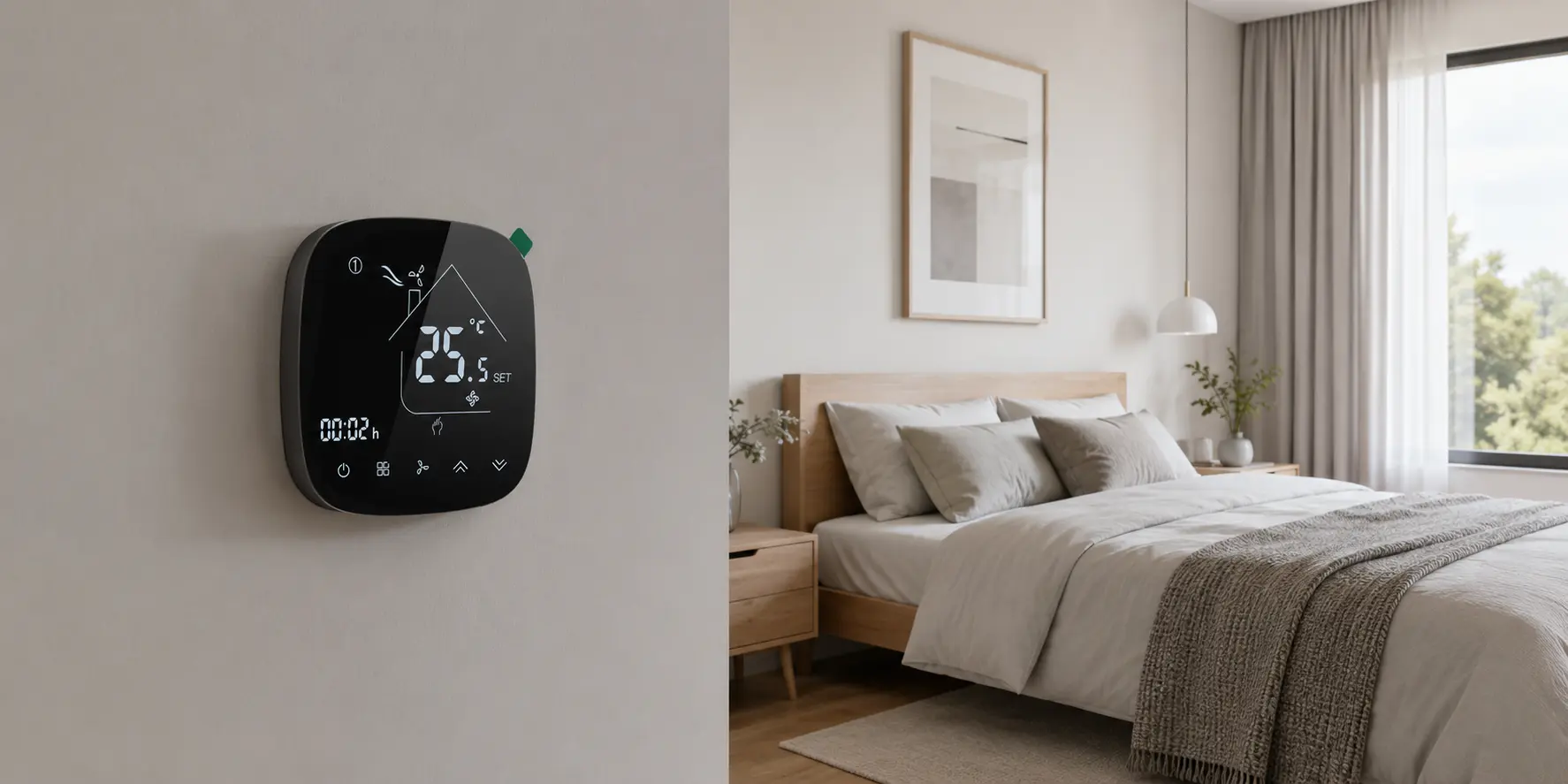 WiFi underfloor heating thermostat controlling electric floor heating