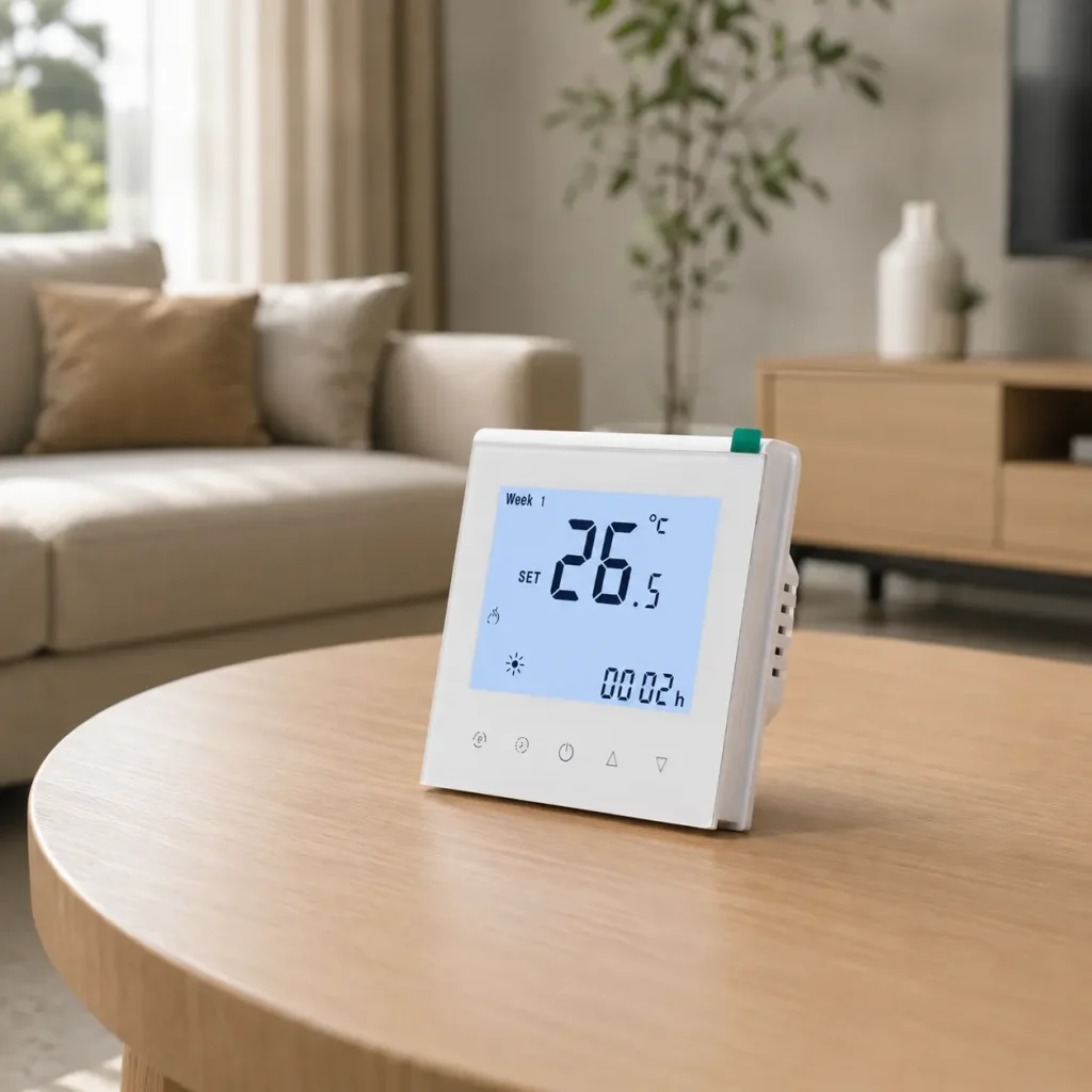 Underfloor heating thermostat settings affecting comfort stability and energy use