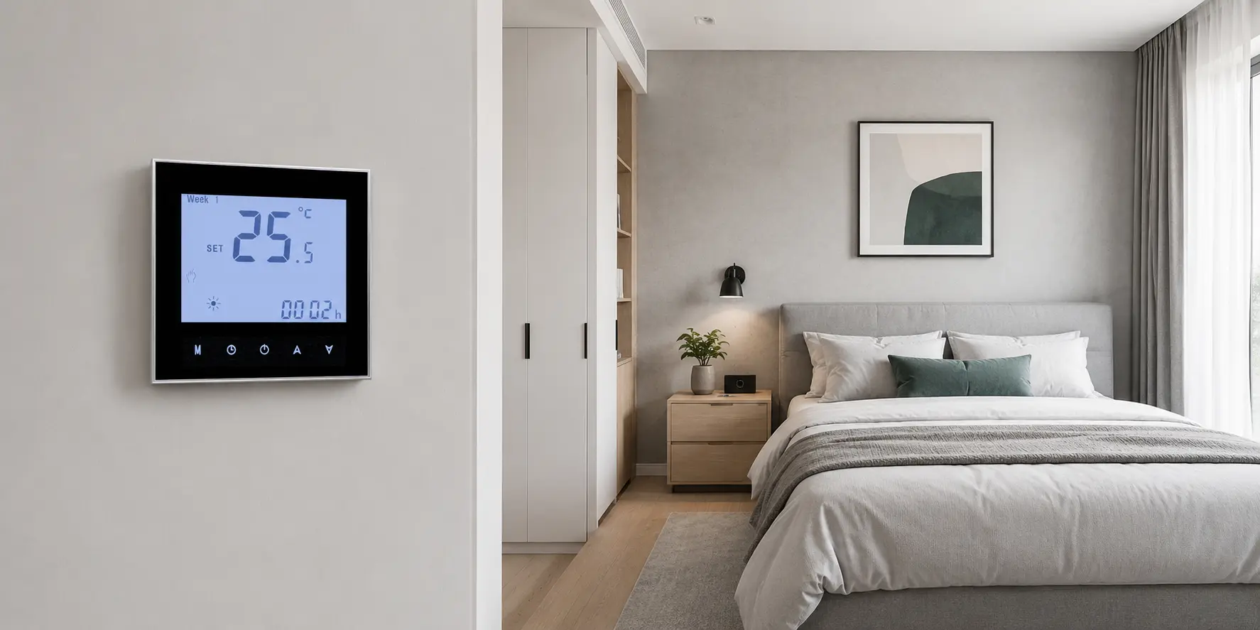 Boiler thermostat settings affecting comfort stability and energy use in a home heating system