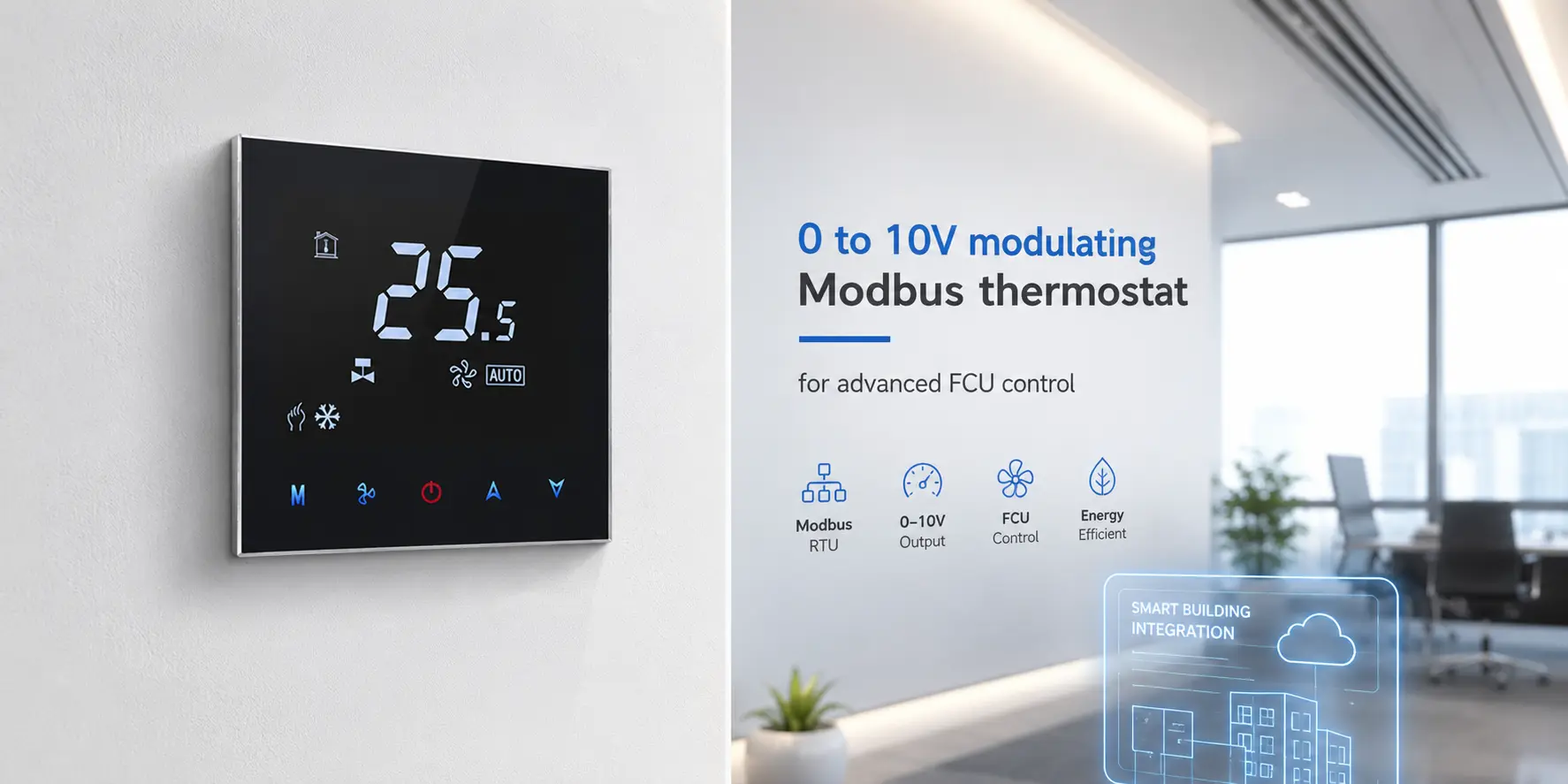 0 to 10V modulating Modbus thermostat for advanced FCU control
