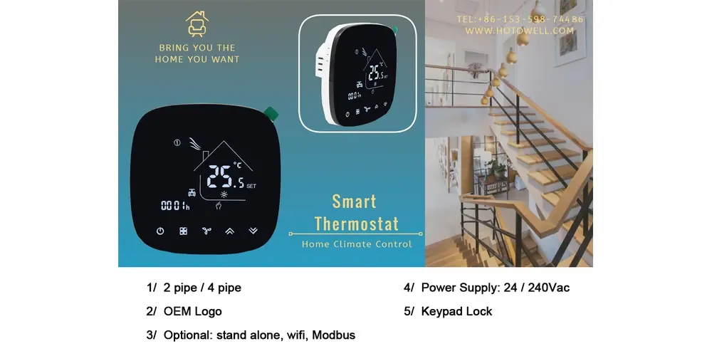 Modbus thermostat with BMS integration for multi room FCU management