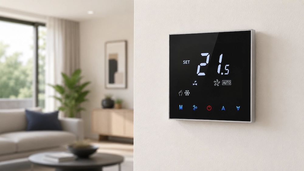 Touch screen thermostat for modern HVAC room control