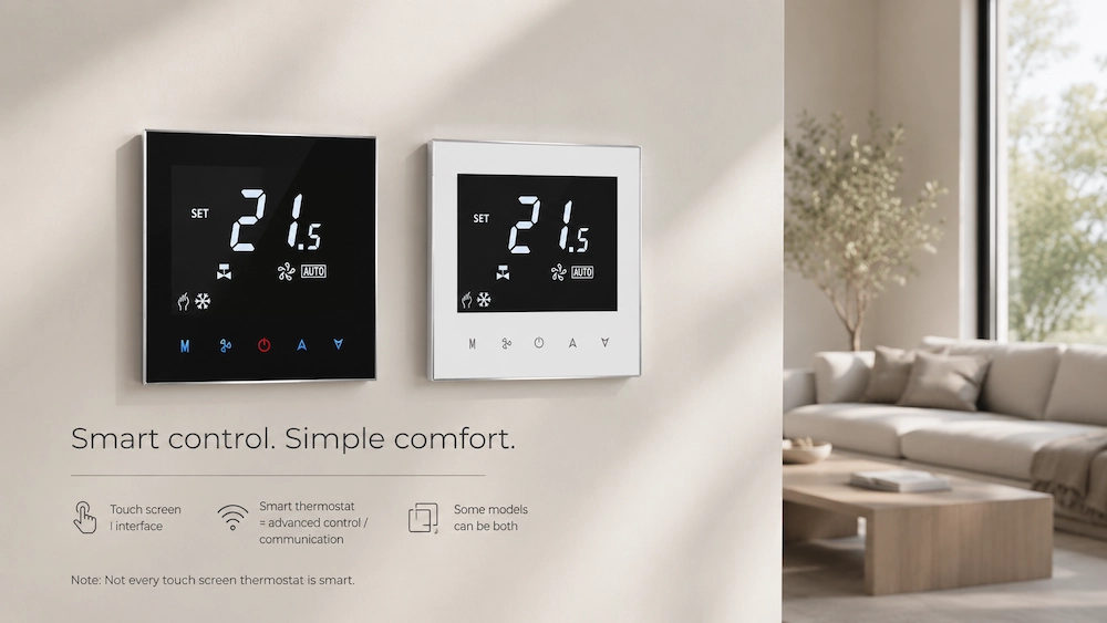 Touch screen thermostat and smart thermostat function comparison