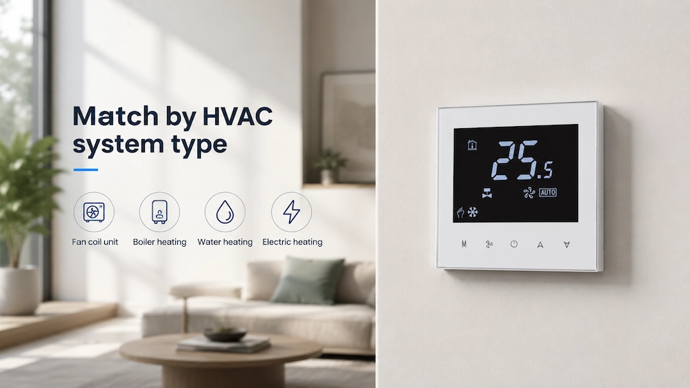 Touch screen thermostat matched with FCU and heating systems