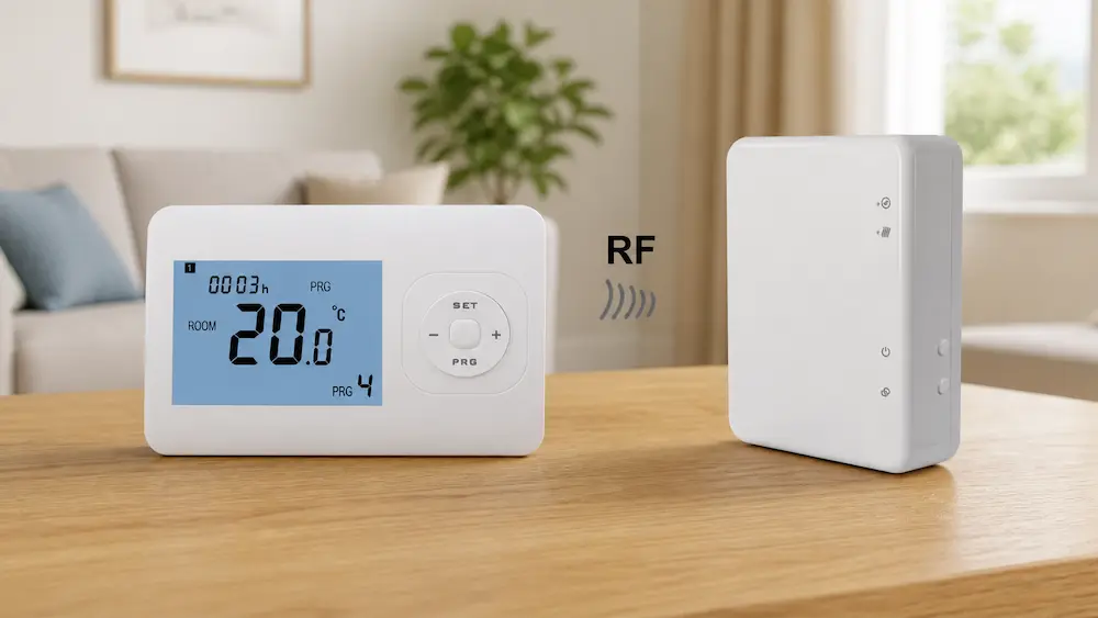 Wireless thermostat for OEM projects with receiver packaging and branding
